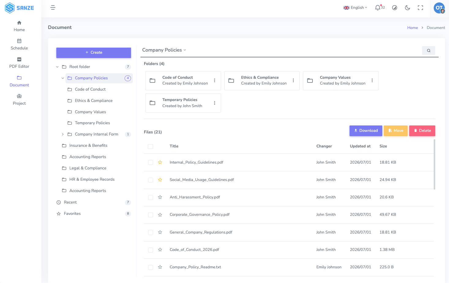 SANZE Document Management