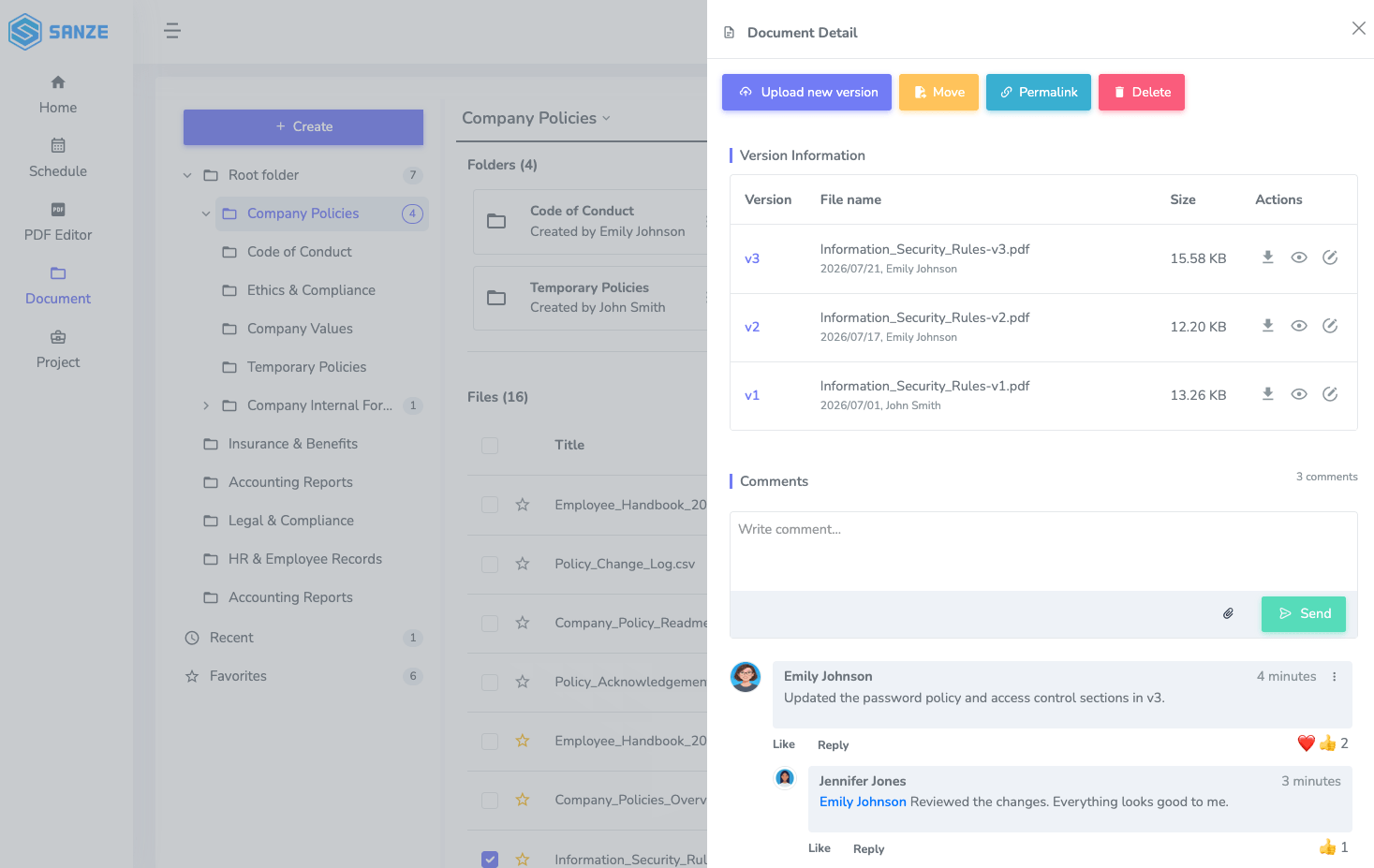 SANZE Document Collaboration