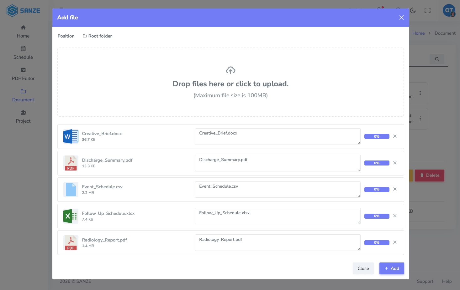 SANZE Secure Document Management