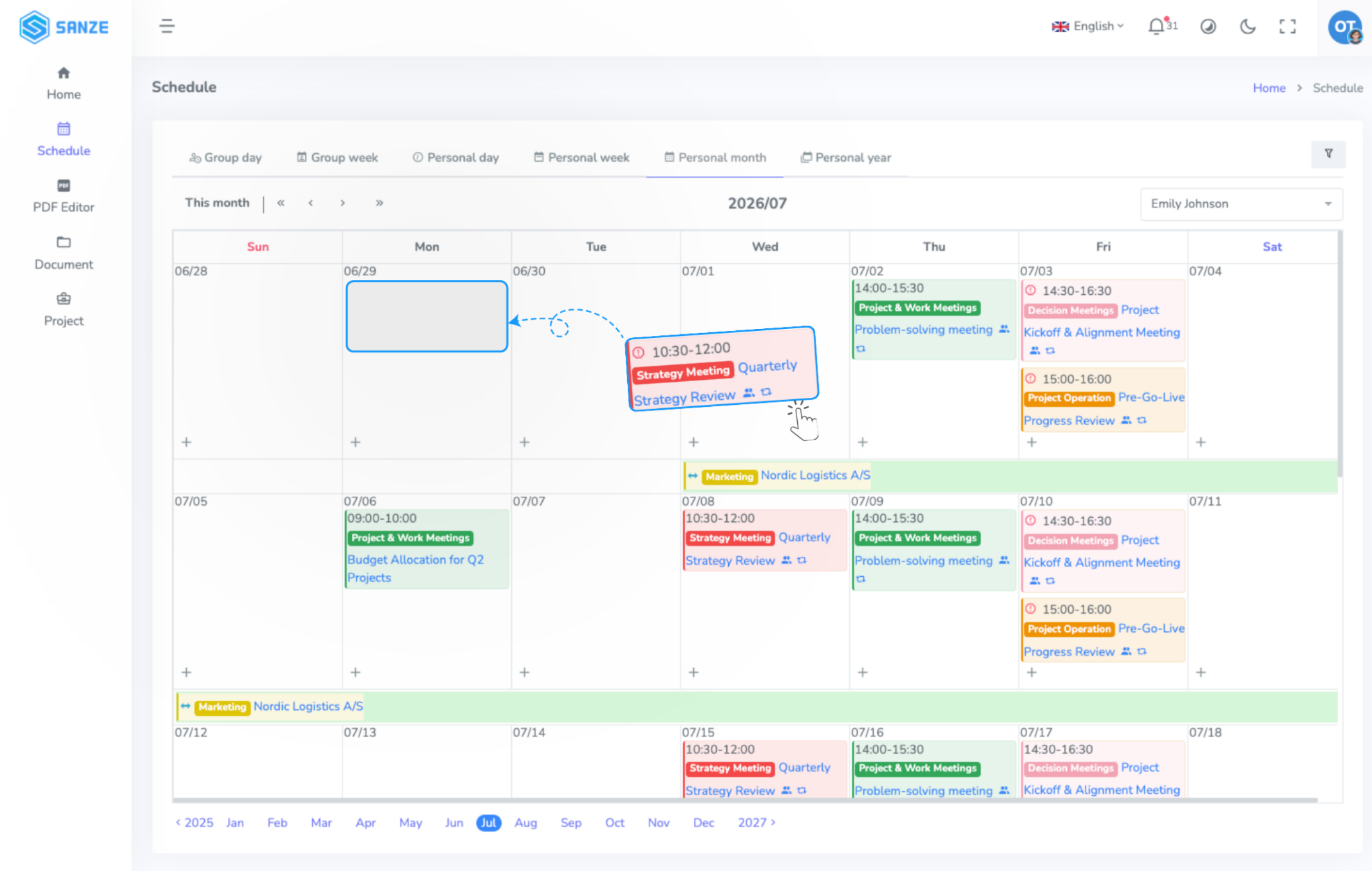 SANZE Flexible Schedule Management