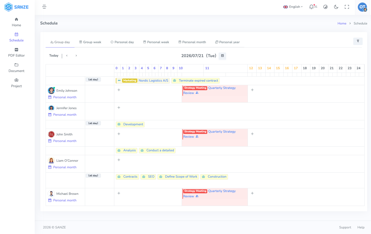 SANZE Schedule Synchronization