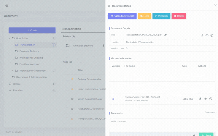 SANZE Document Version Management