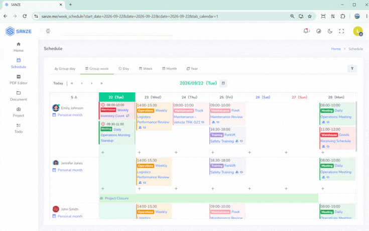 SANZE Flexible Schedule Management